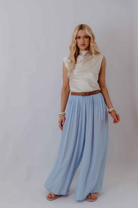 Calça Pantalona Fluida Plissada