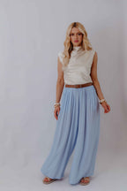 Calça Pantalona Fluida Plissada