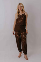 Conjunto de Top e Calça Em Renda
