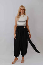 Calça Pantalona com Cintura Transpassada