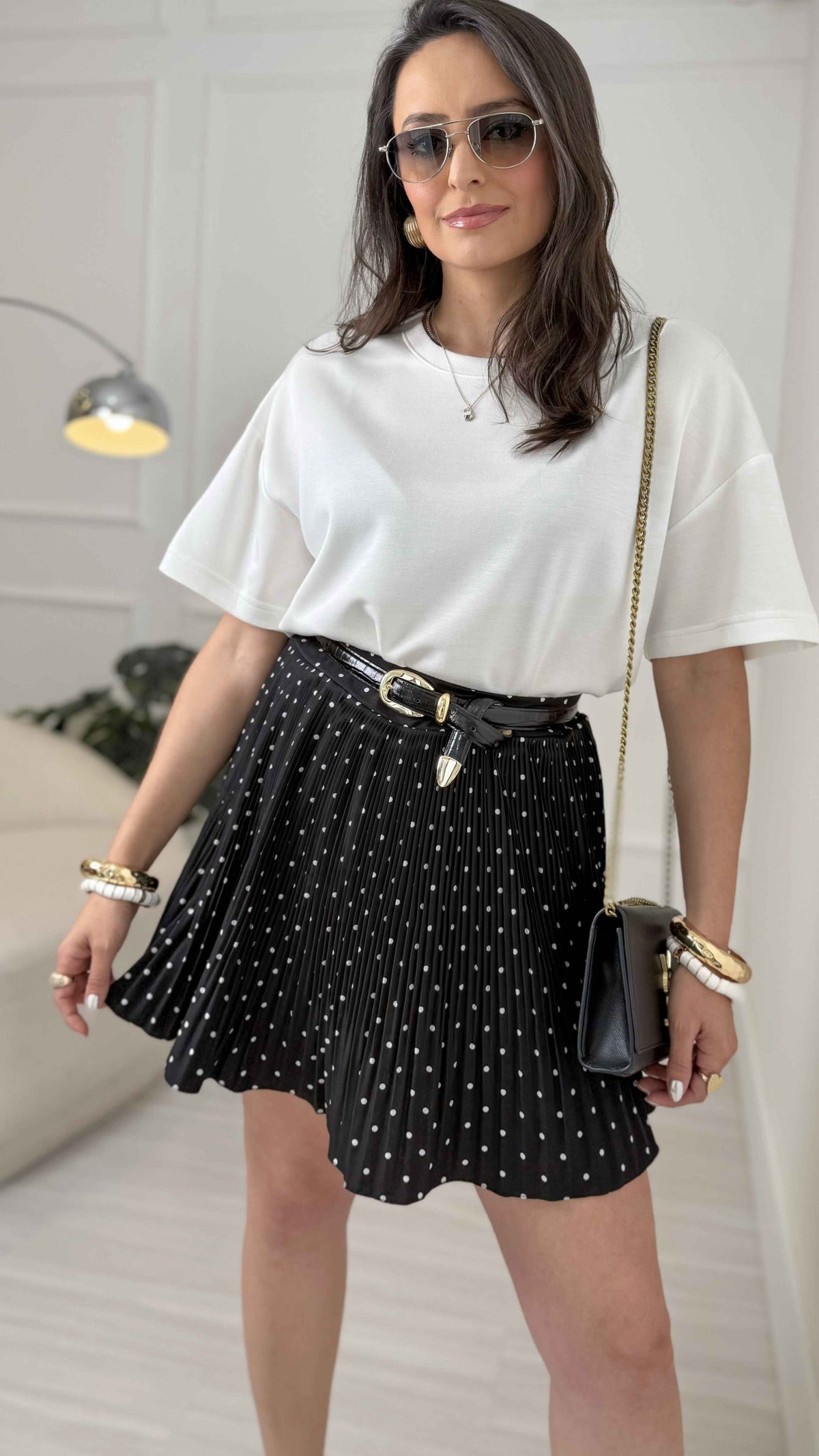 Shorts Saia Plissada Curta